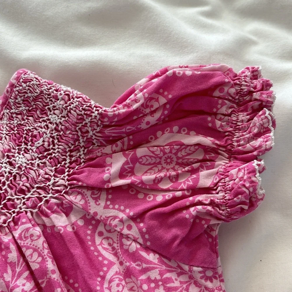 Marmellata Smocked Bohemian Print Pink Dress 4T - Picture 11 of 14